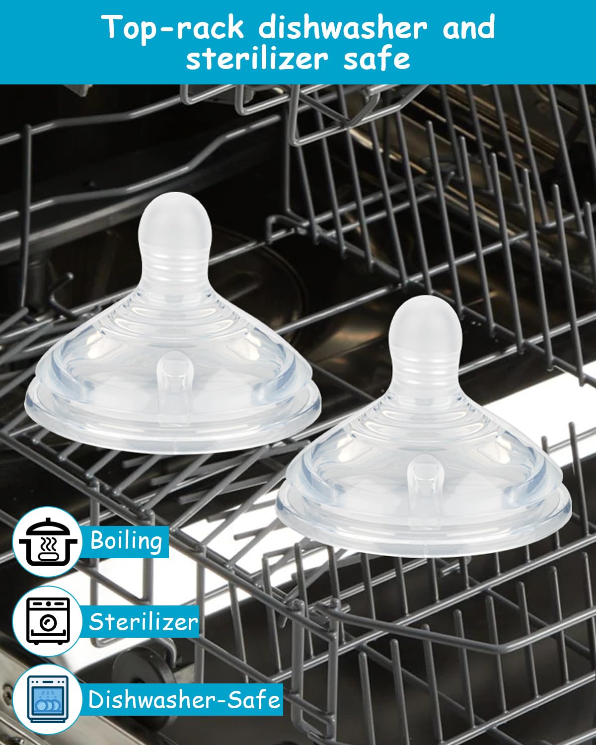 XUNICUTE silicone nipple L four-pack, ready for busy feeding times