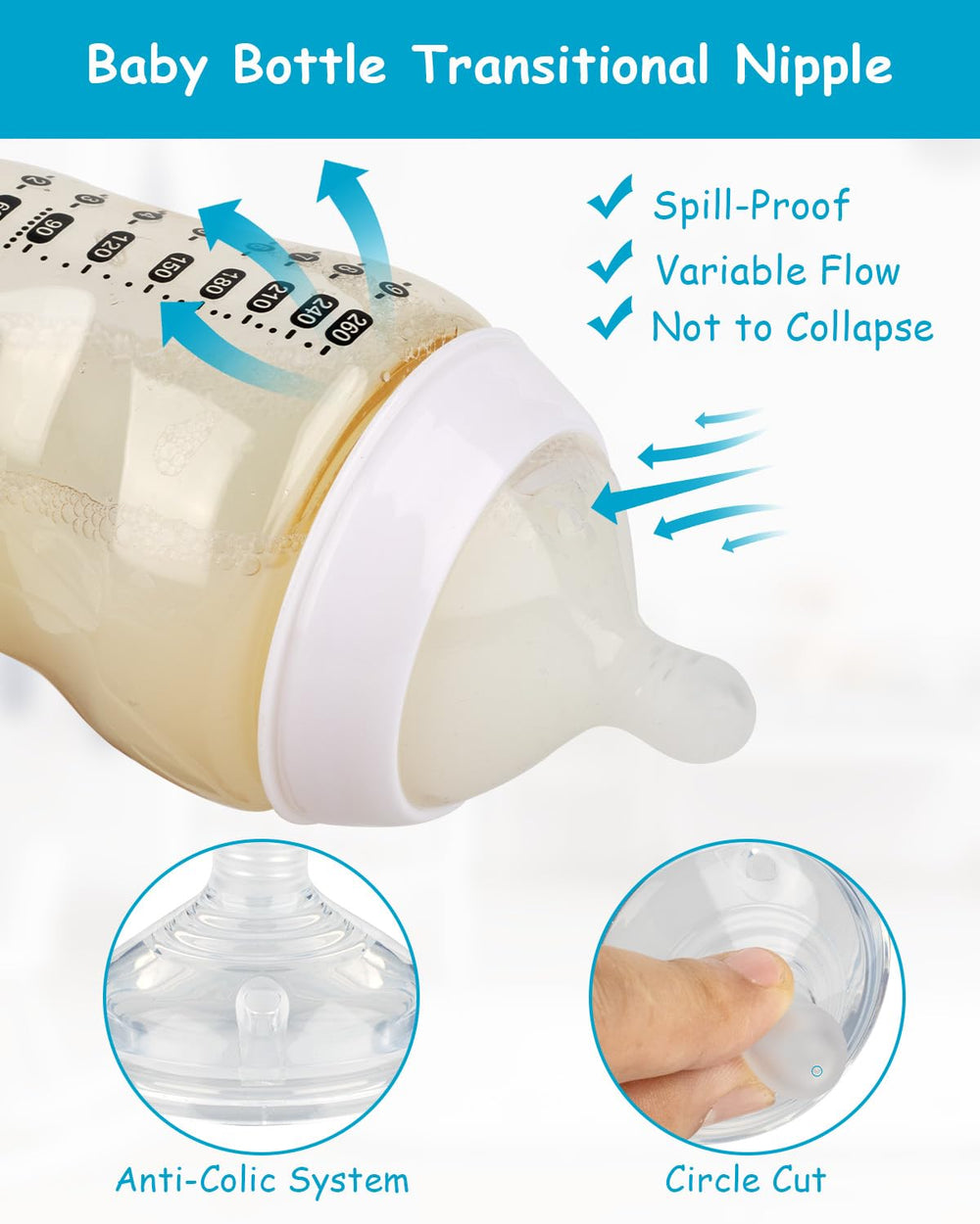 XUNICUTE silicone nipple L vacuum-free feeding, mimics breastfeeding rhythm