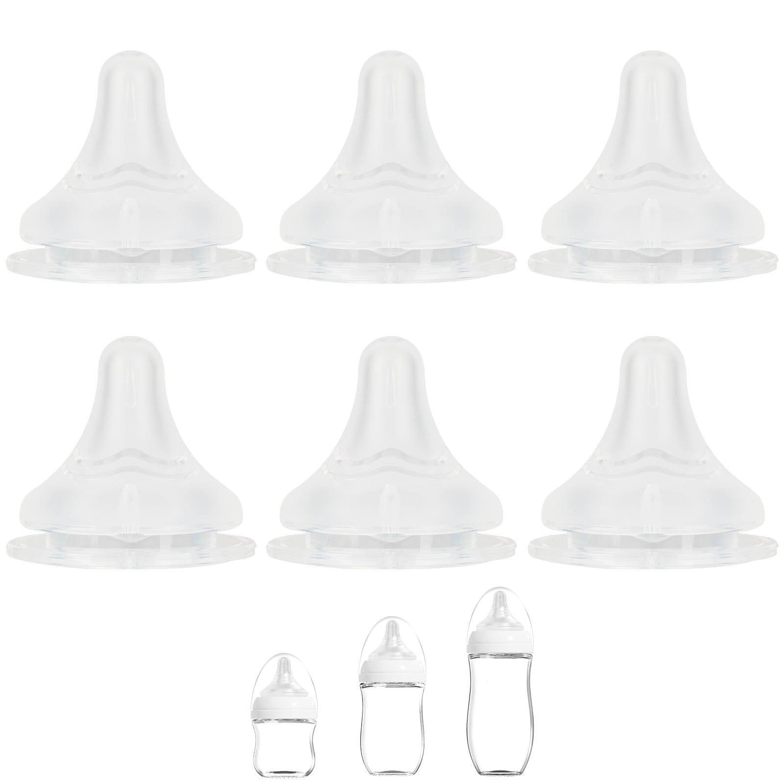 XUNICUTE Level 2 silicone nipple six-count for steady feeding pace