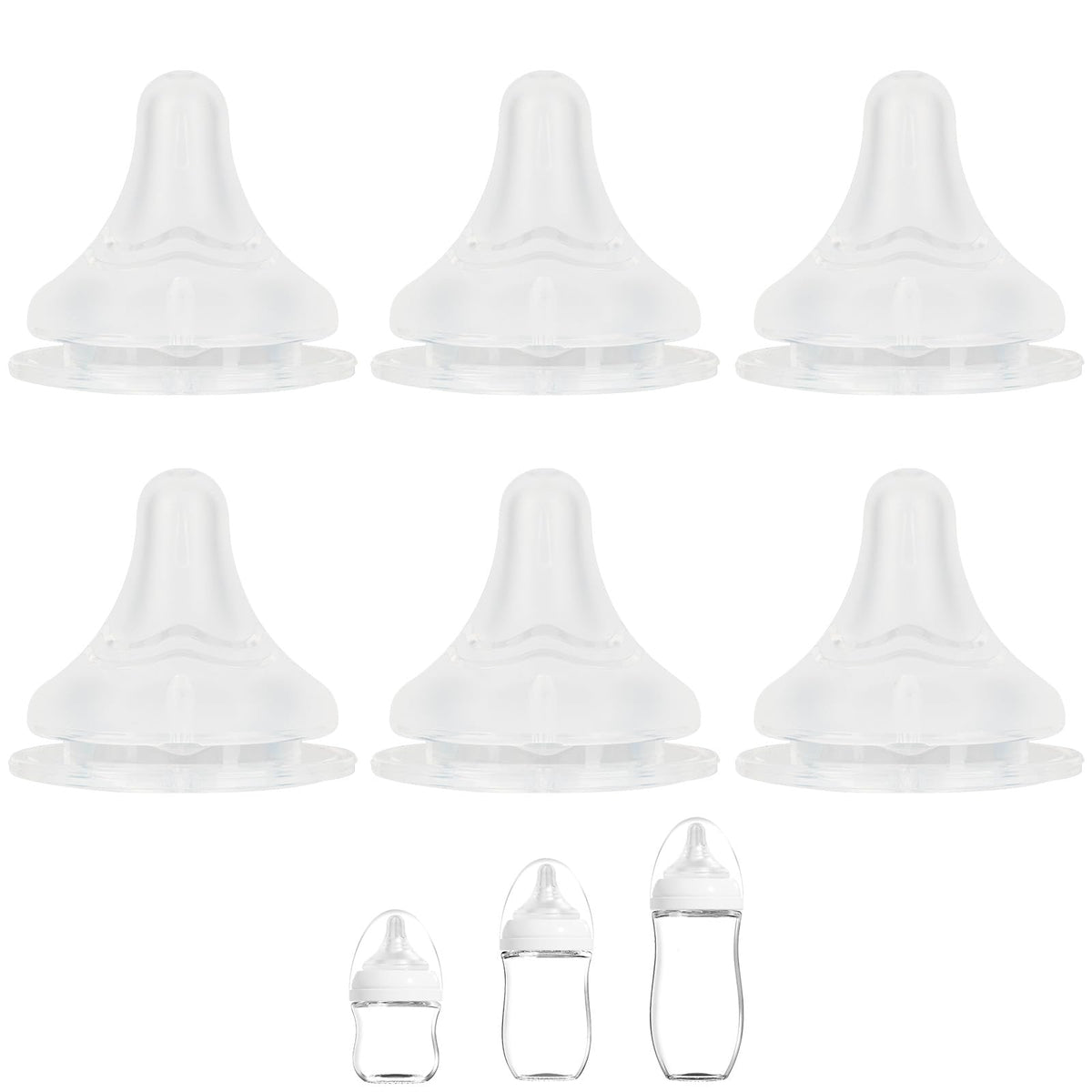 XUNICUTE Level 2 silicone nipple six-count for steady feeding pace