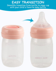 XUNICUTE newborn 0m+ nipple in use, easing breast-to-bottle transitions.