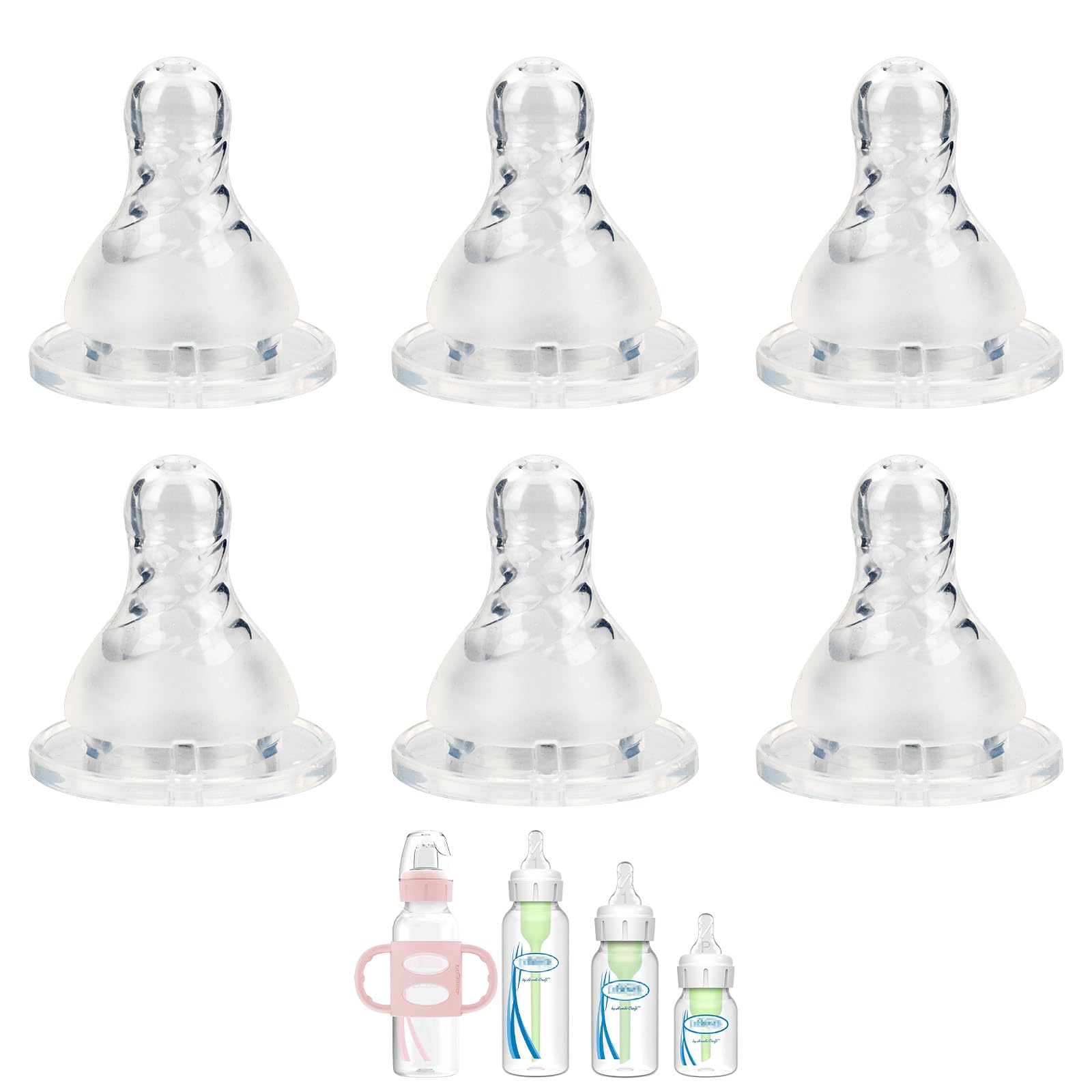 XUNICUTE silicone nipple six-pack for narrow bottle offers backup feeding options