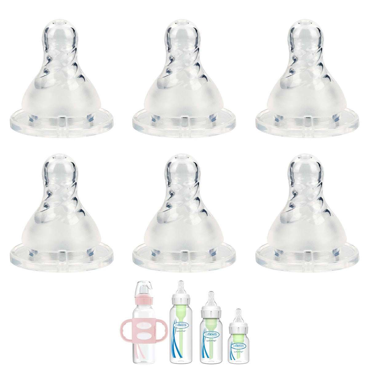 XUNICUTE silicone nipple six-pack for narrow bottle offers backup feeding options