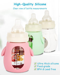 XUNICUTE pink sleeve with milk window helps monitor levels during feeding