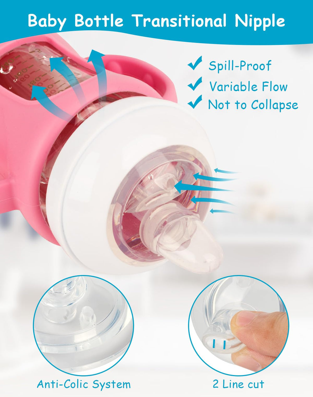 XUNICUTE silicone sleeve protects glass bottle while baby learns to grip