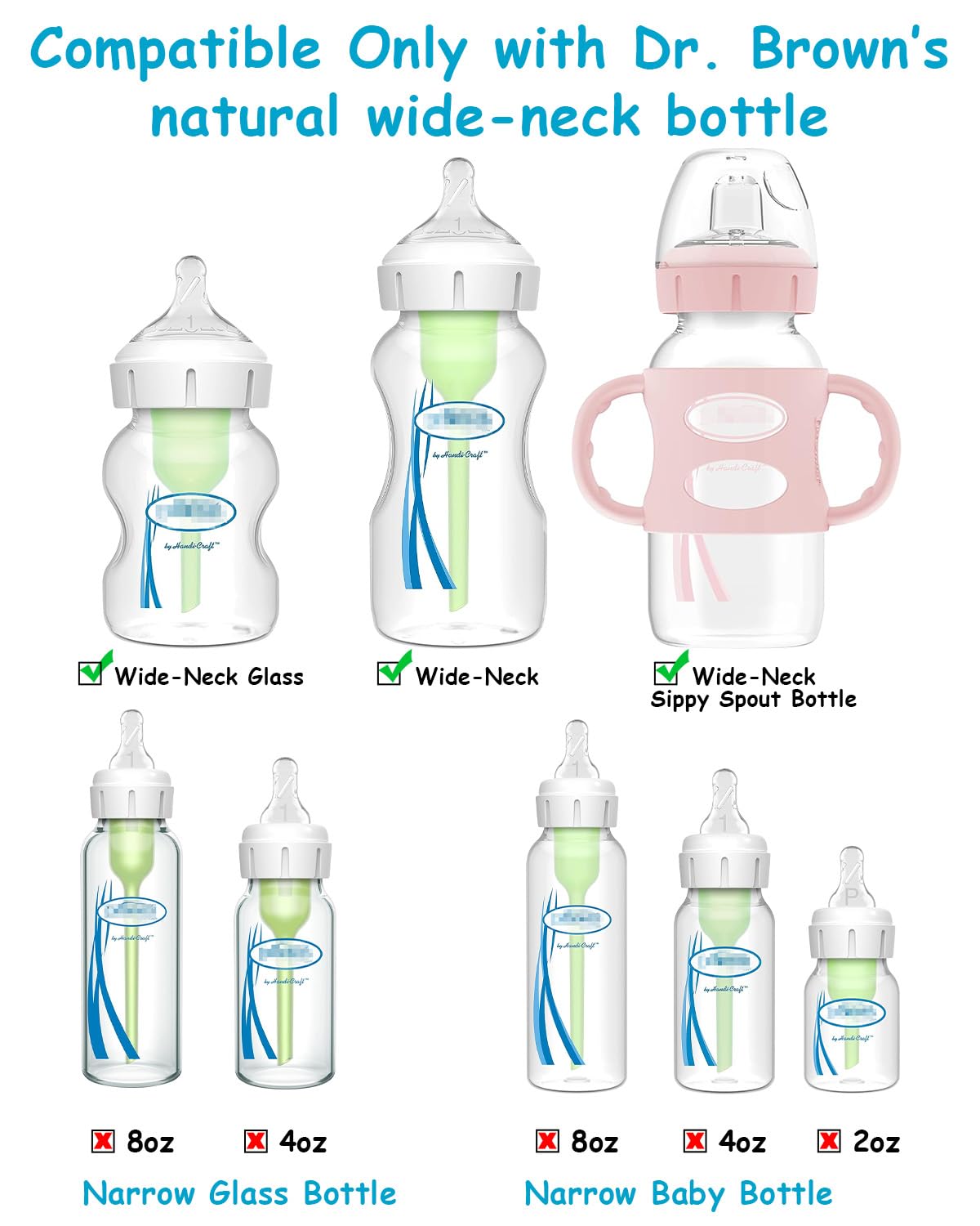 XUNICUTE sippy nipple compatible with Dr. Brown's wide-neck bottles for simple upgrades