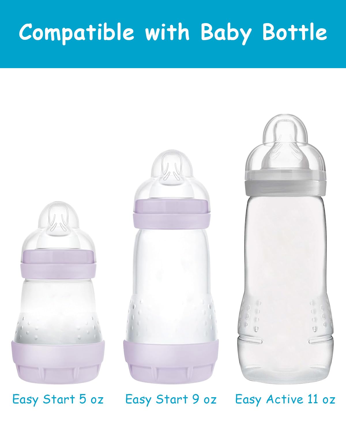 XUNICUTE three-pack sippy nipples displayed for Mam bottles