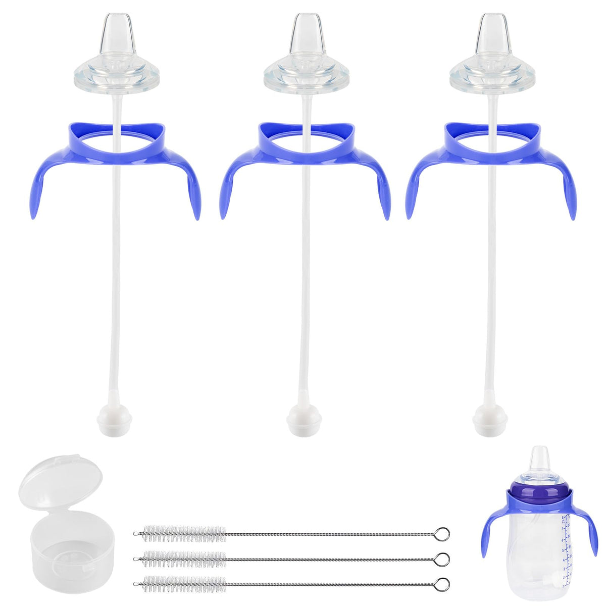 XUNICUTE sippy spout soft nipple closeup for smoother bottle-to-cup transition.