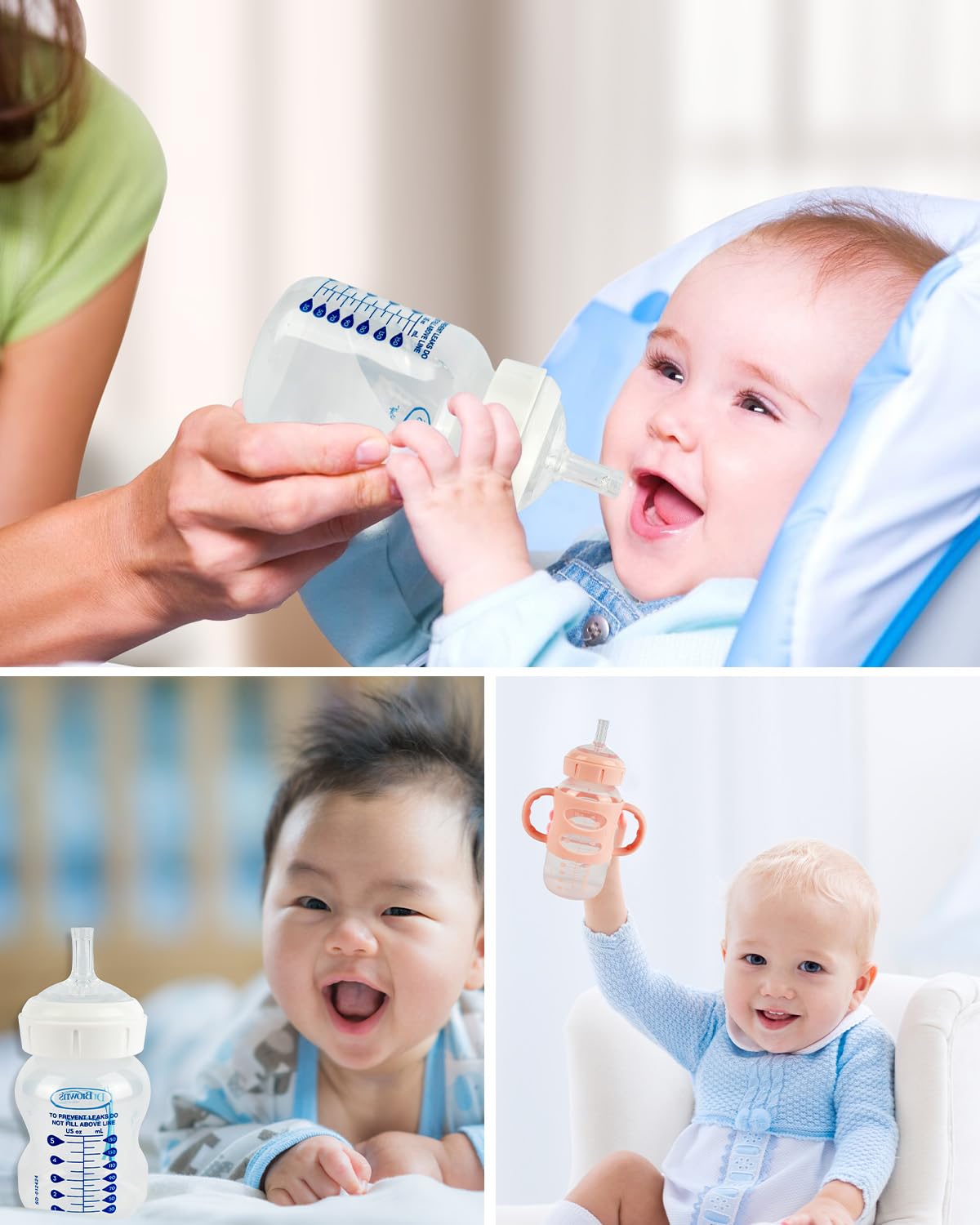 XUNICUTE transition-friendly nipple on wide-neck bottle during feeding