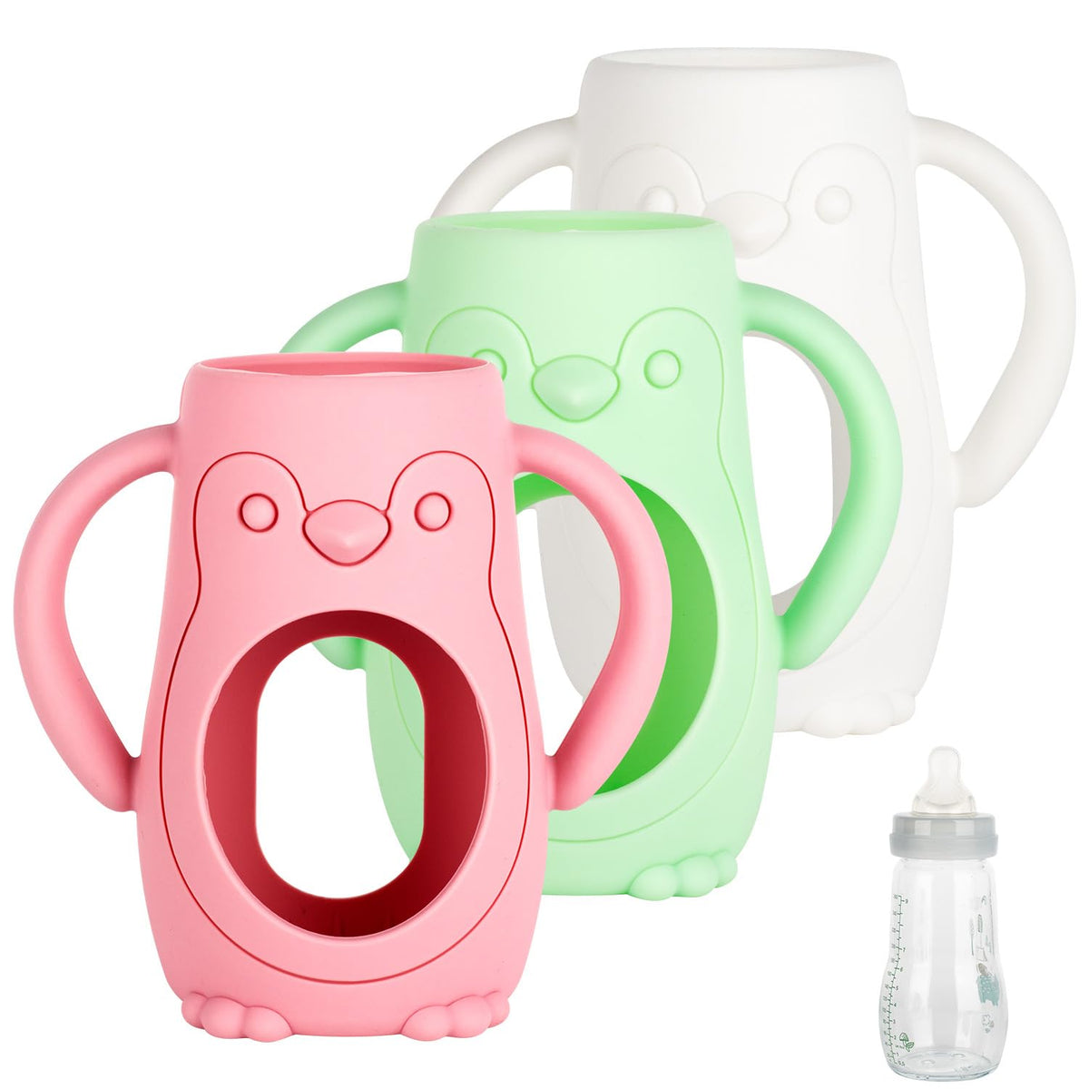 XUNICUTE silicone sleeve white bottle closeup protects glass bottles from bumps