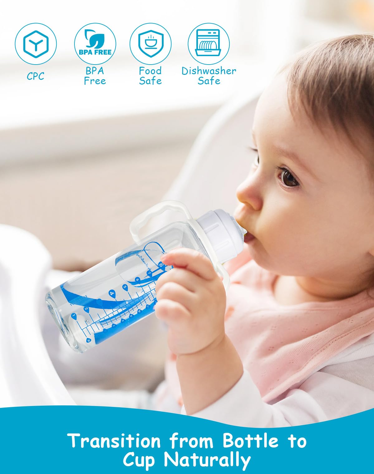XUNICUTE Spill-proof transition design reduces leaks during bottle-to-cup switch