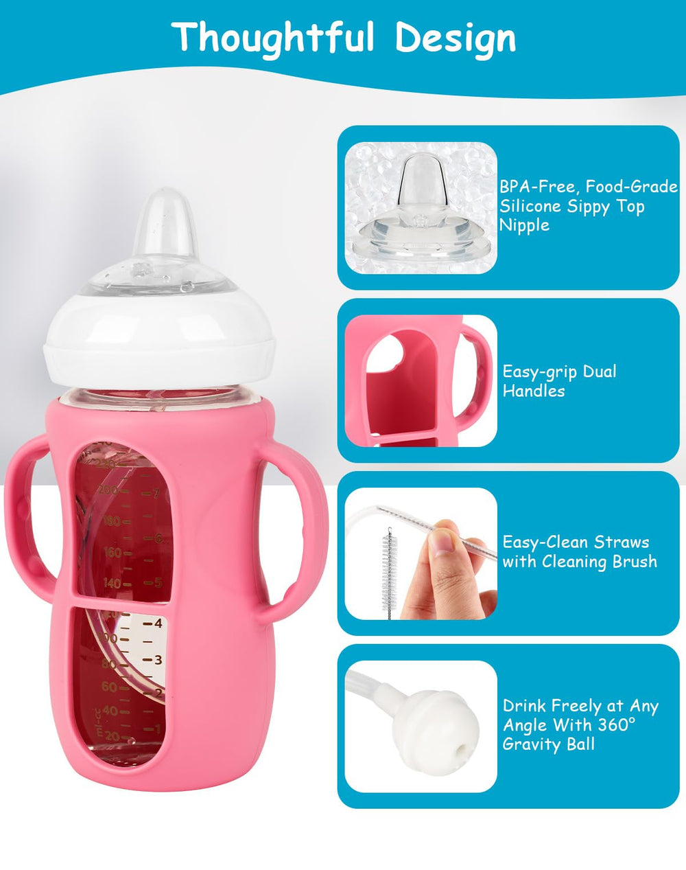 XUNICUTE straw cleaning brush keeps components hygienic and easy to maintain