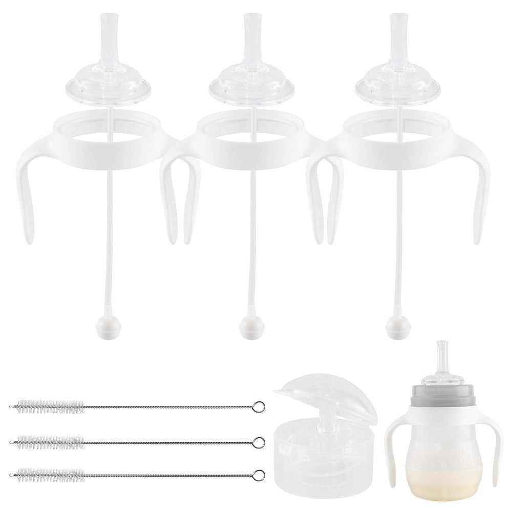 XUNICUTE straw cup conversion kit shows universal bottle compatibility for easy transitions.