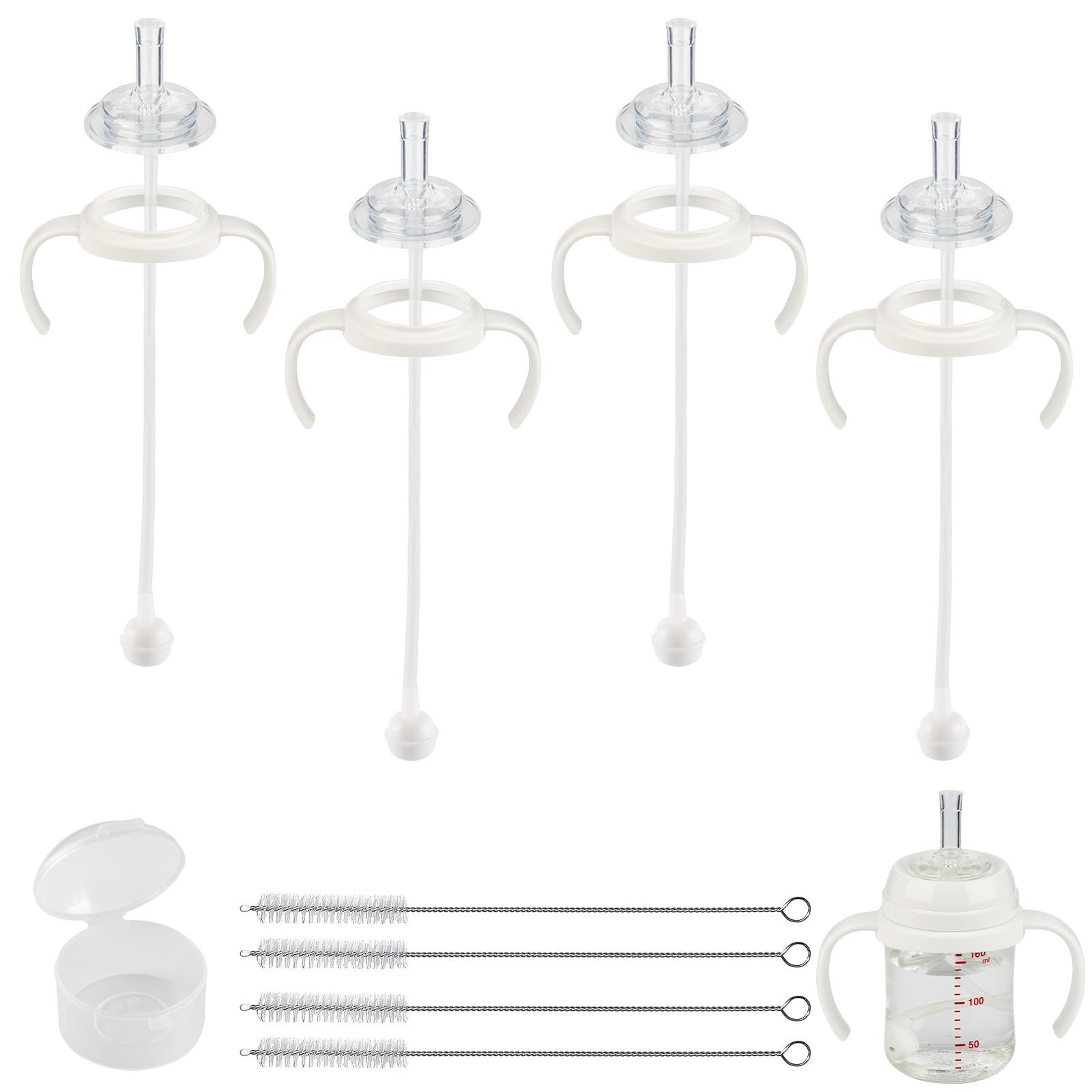 XUNICUTE straw cup conversion kit demonstrates Pigeon compatibility for smooth bottle-to-cup transition.