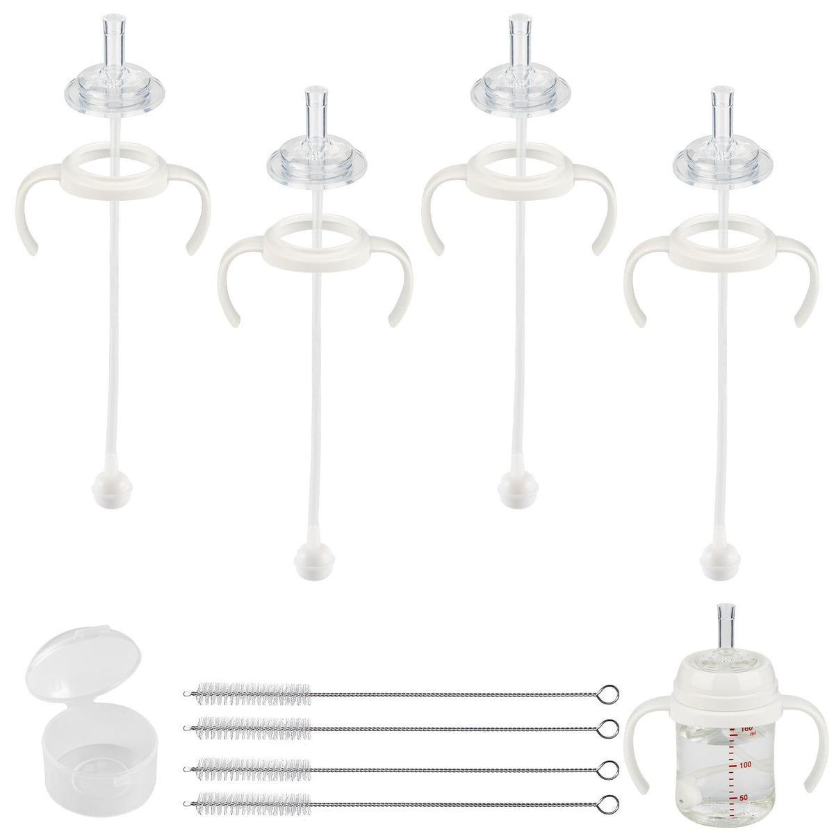 XUNICUTE straw cup conversion kit demonstrates Pigeon compatibility for smooth bottle-to-cup transition.