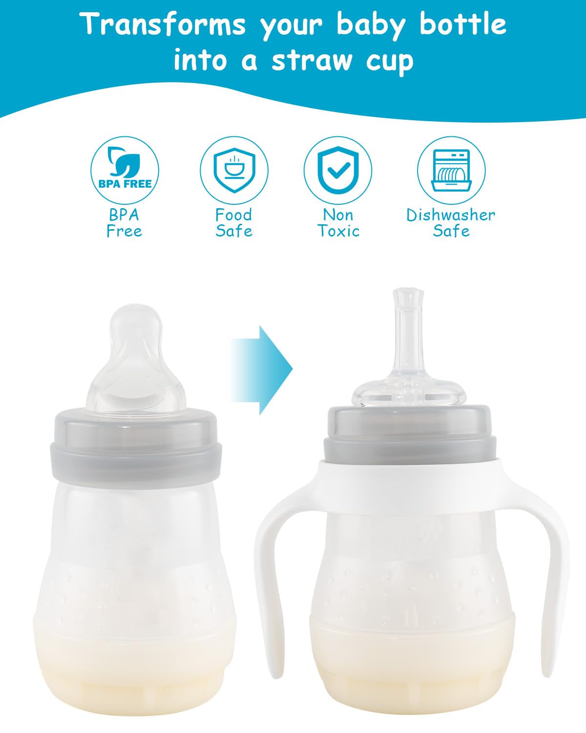 XUNICUTE silicone straw nipples featured for gentle, comfortable sipping transitions.
