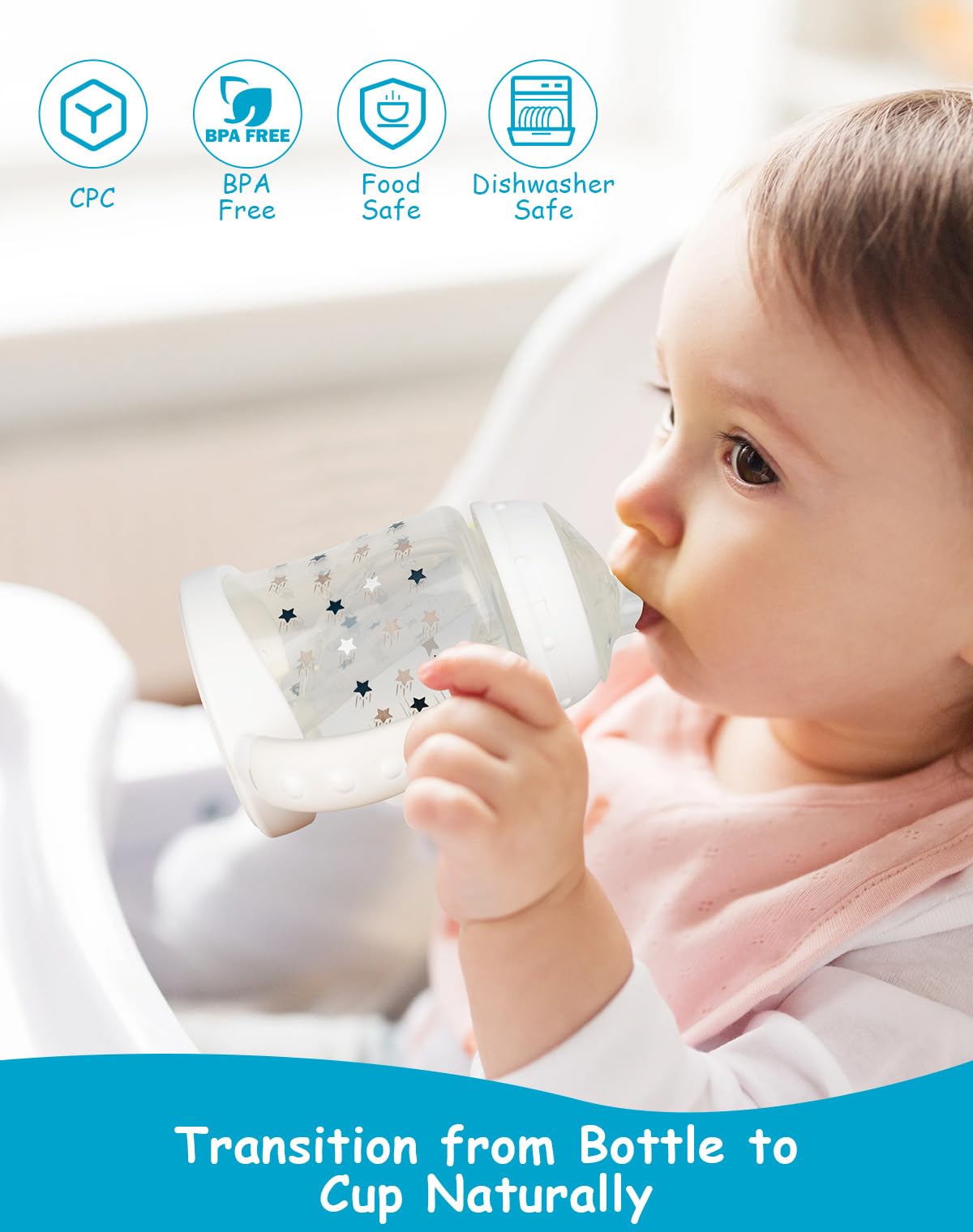 XUNICUTE toddler-transition scenario, parent-friendly kit supports growing sipping habits.