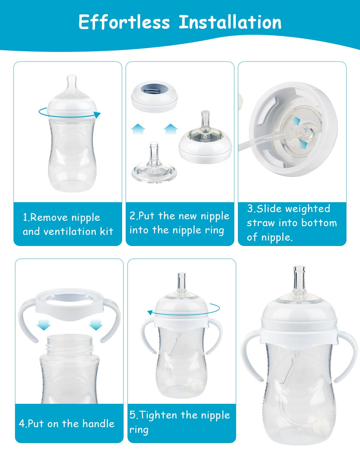 XUNICUTE weighted straw attachment maintains steady flow during drinks.