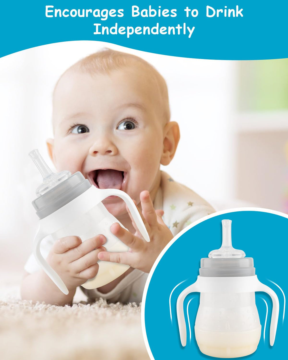 XUNICUTE weighted straw emphasizes stable sip during on-the-go feeding.