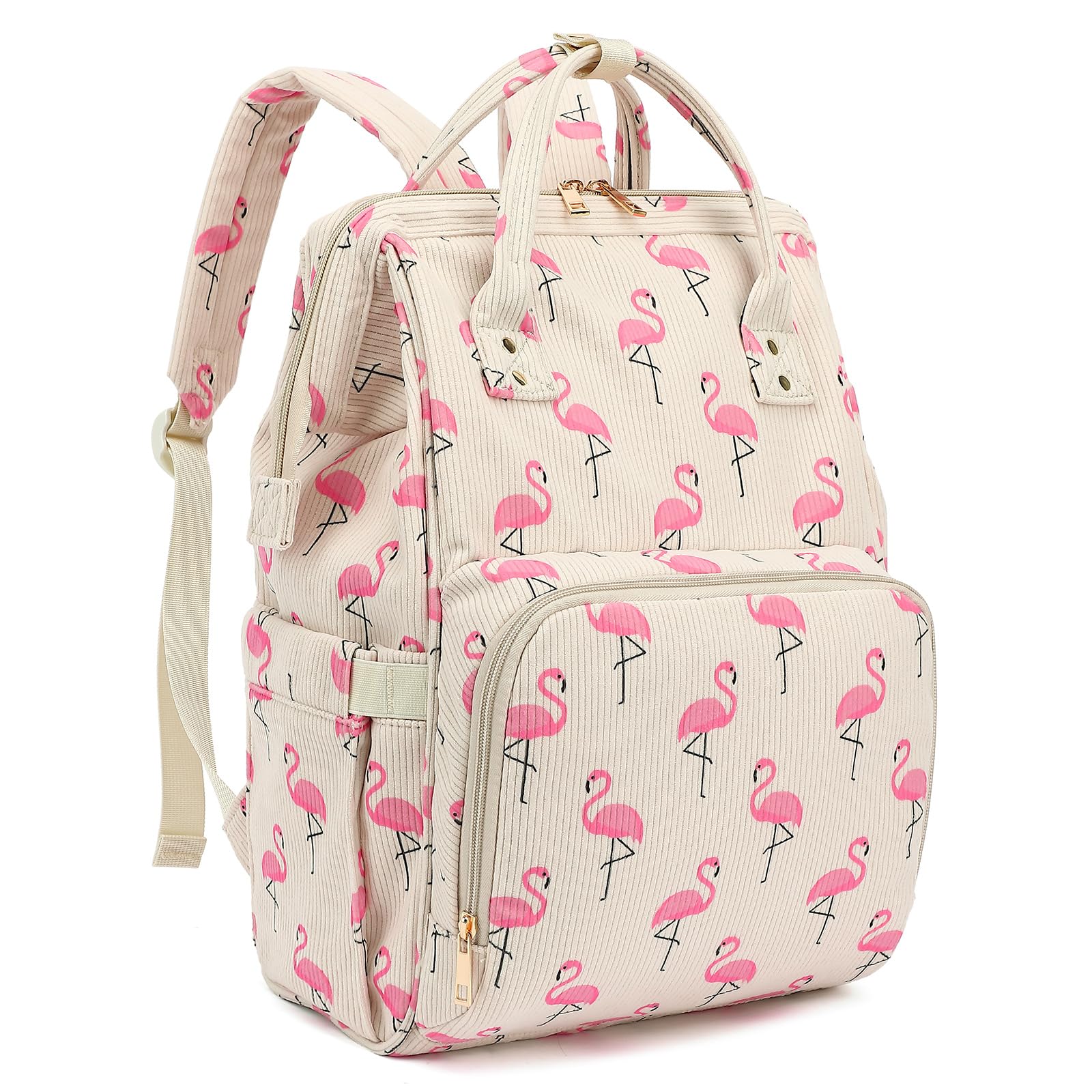 Xunteny corduroy diaper bag main compartment for organized baby gear and quick access.
