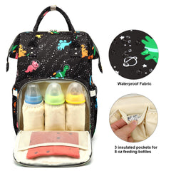 Xunteny dinosaur backpack side pocket highlights organized space for bottles or wipes