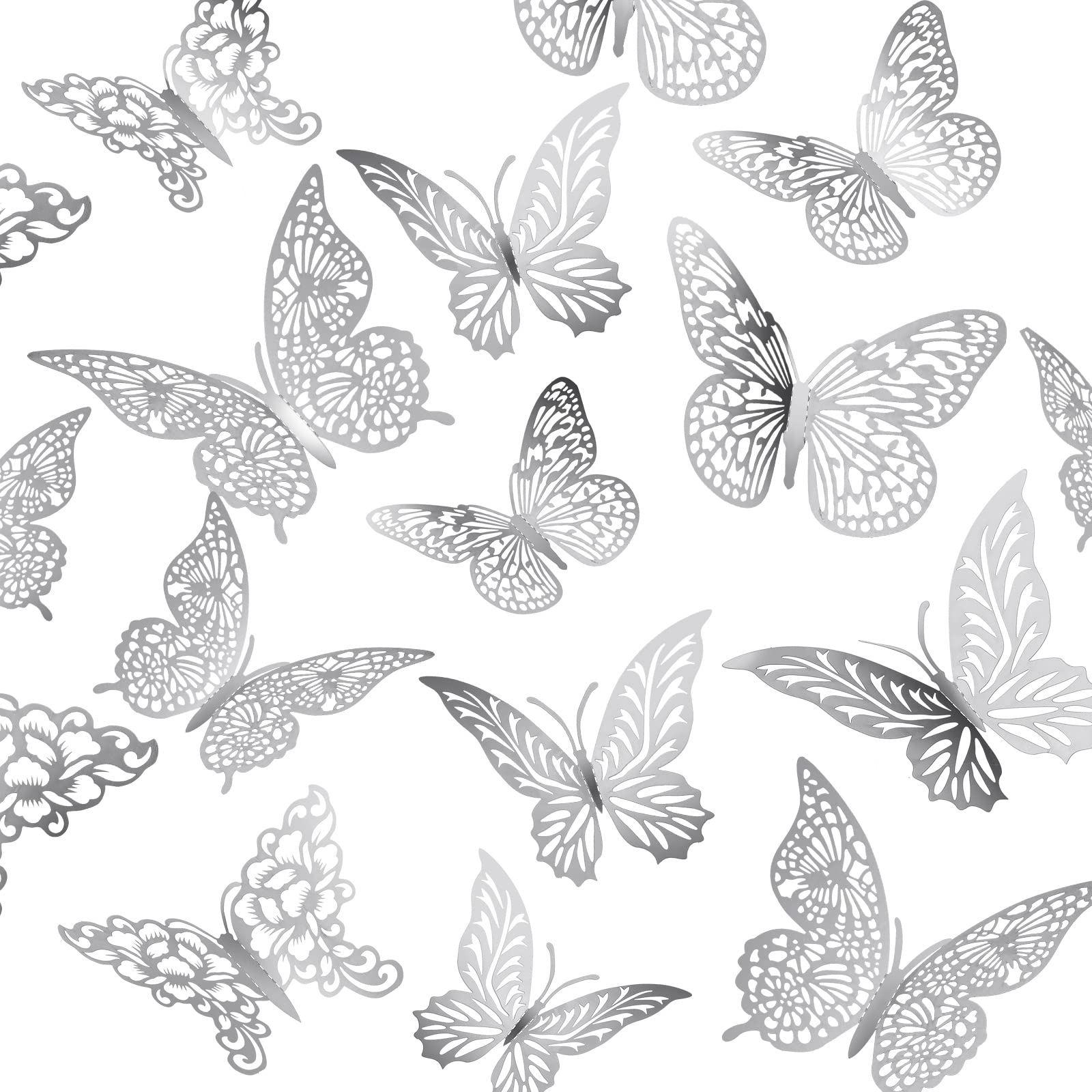 XUNXMAS 3D silver butterfly wall decor 48pcs for quick room refresh.