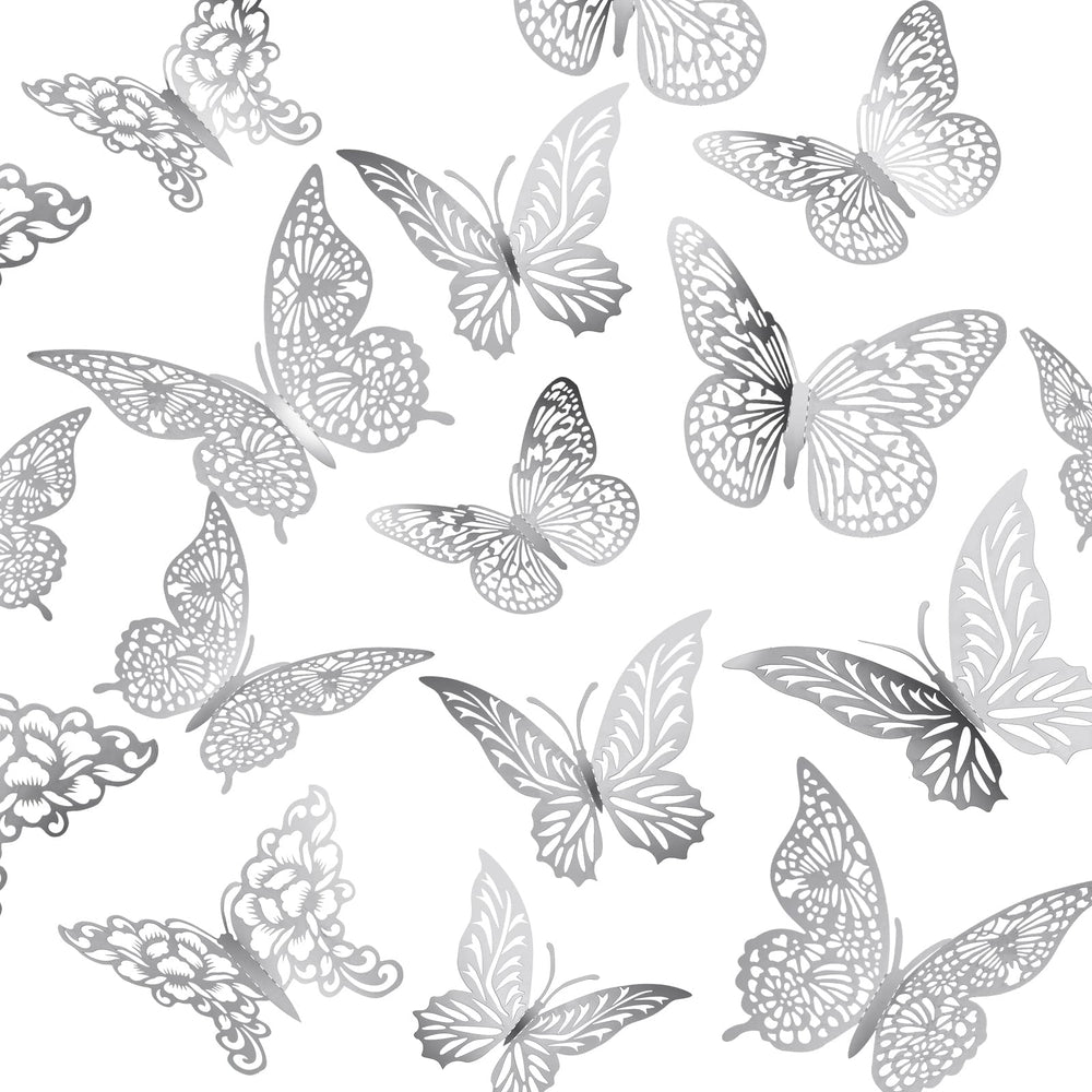 XUNXMAS 3D silver butterfly wall decor 48pcs for quick room refresh.