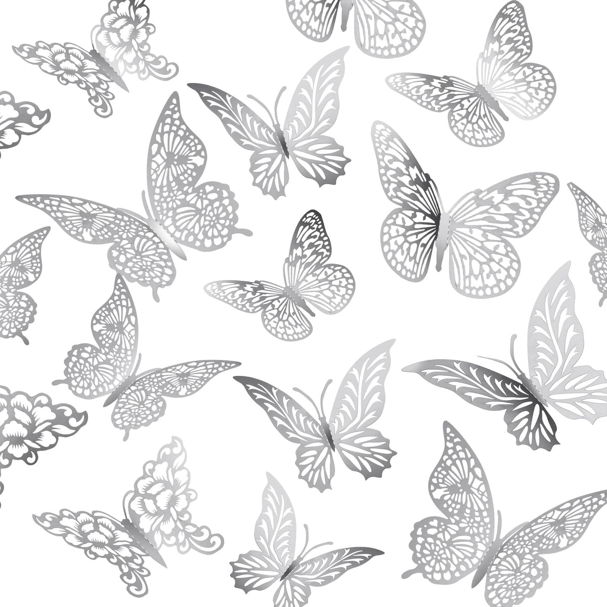 XUNXMAS 3D silver butterfly wall decor 48pcs for quick room refresh.