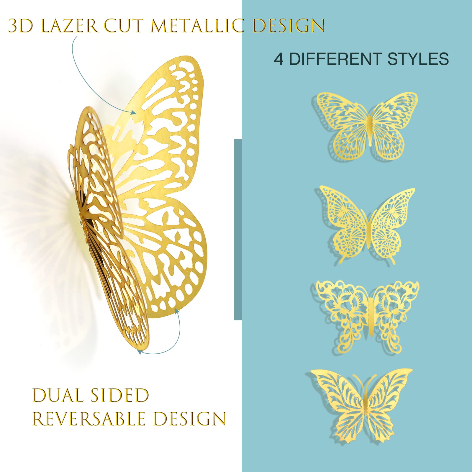 XUNXMAS butterfly wall decor includes removable adhesive dots for easy, damage-free hanging.