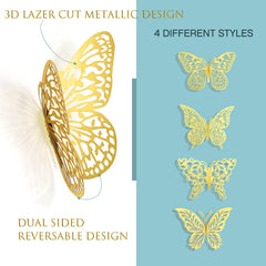 XUNXMAS butterfly wall decor includes removable adhesive dots for easy, damage-free hanging.