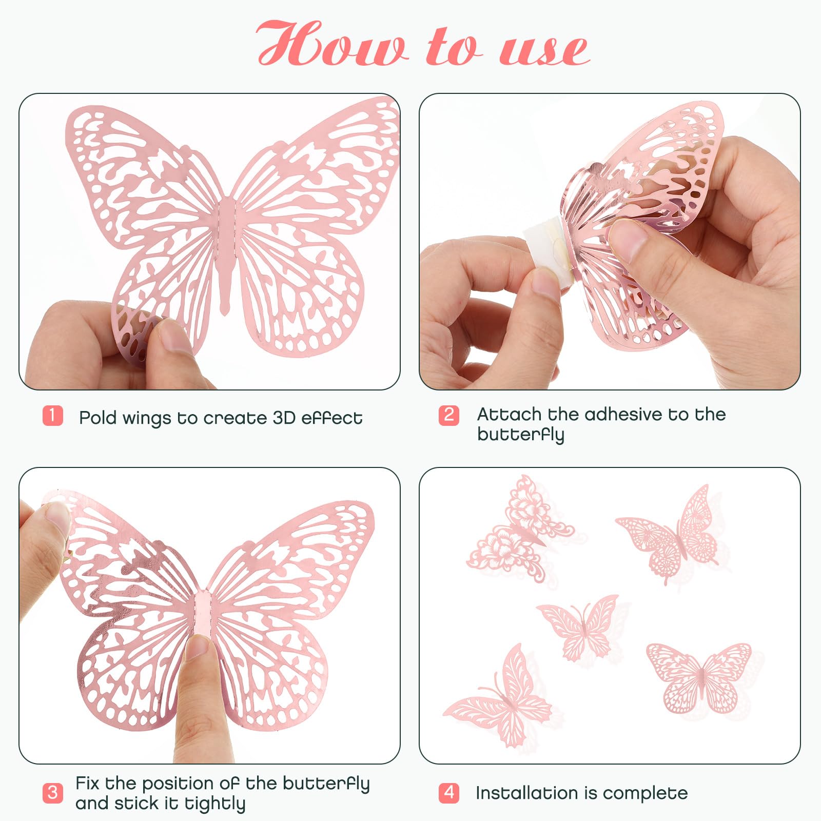 XUNXMAS removable adhesive butterflies are wall-safe and reusable.