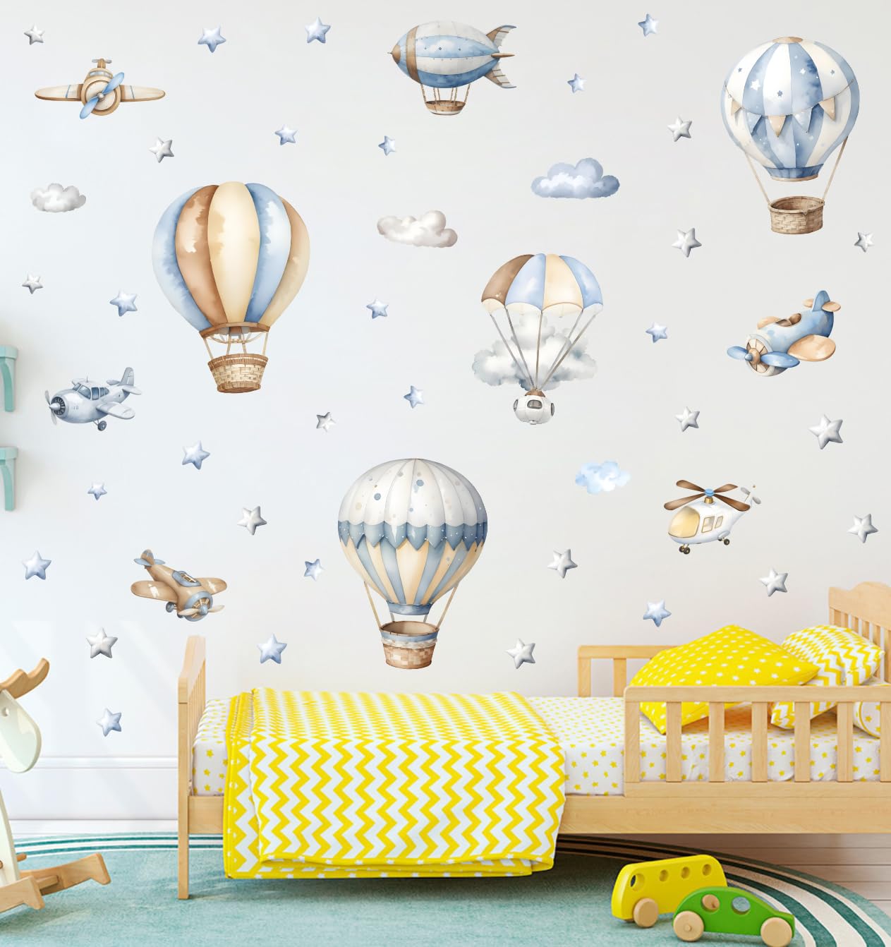XUOIAYNB watercolor hot air balloon wall stickers two sheets add whimsical balloon decor
