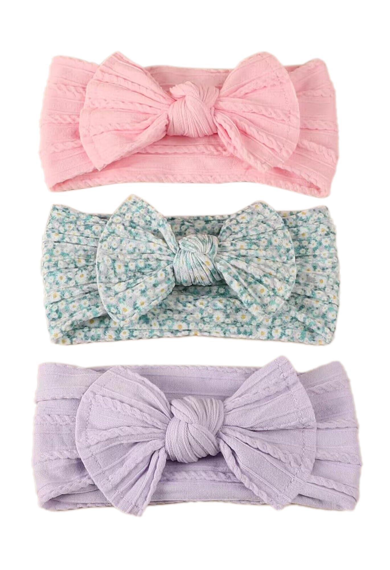 XuoAz baby girls bow flora headband soft nylon for gentle everyday wear