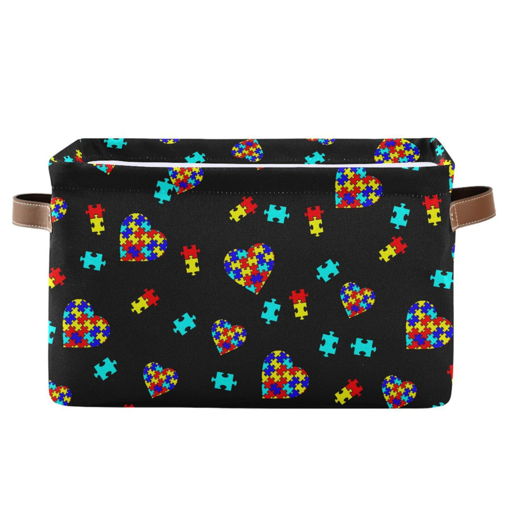 XUWU multicolor puzzle-heart storage basket keeps nursery clutter neatly organized.