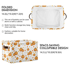 XUWU pumpkin organizer shows canvas exterior and PE-coated lining for durable storage.