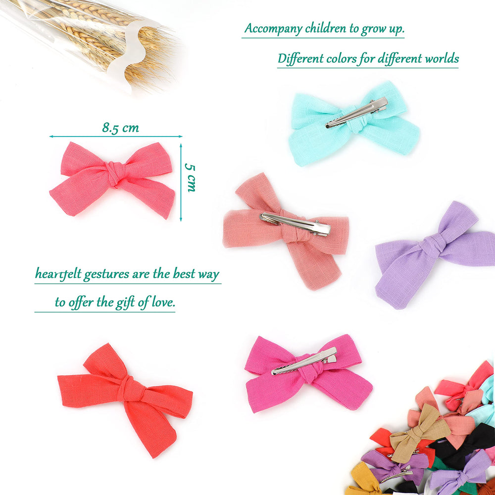 Xuxisowo 8.5cm linen bows perfect for toddlers and kids outfits