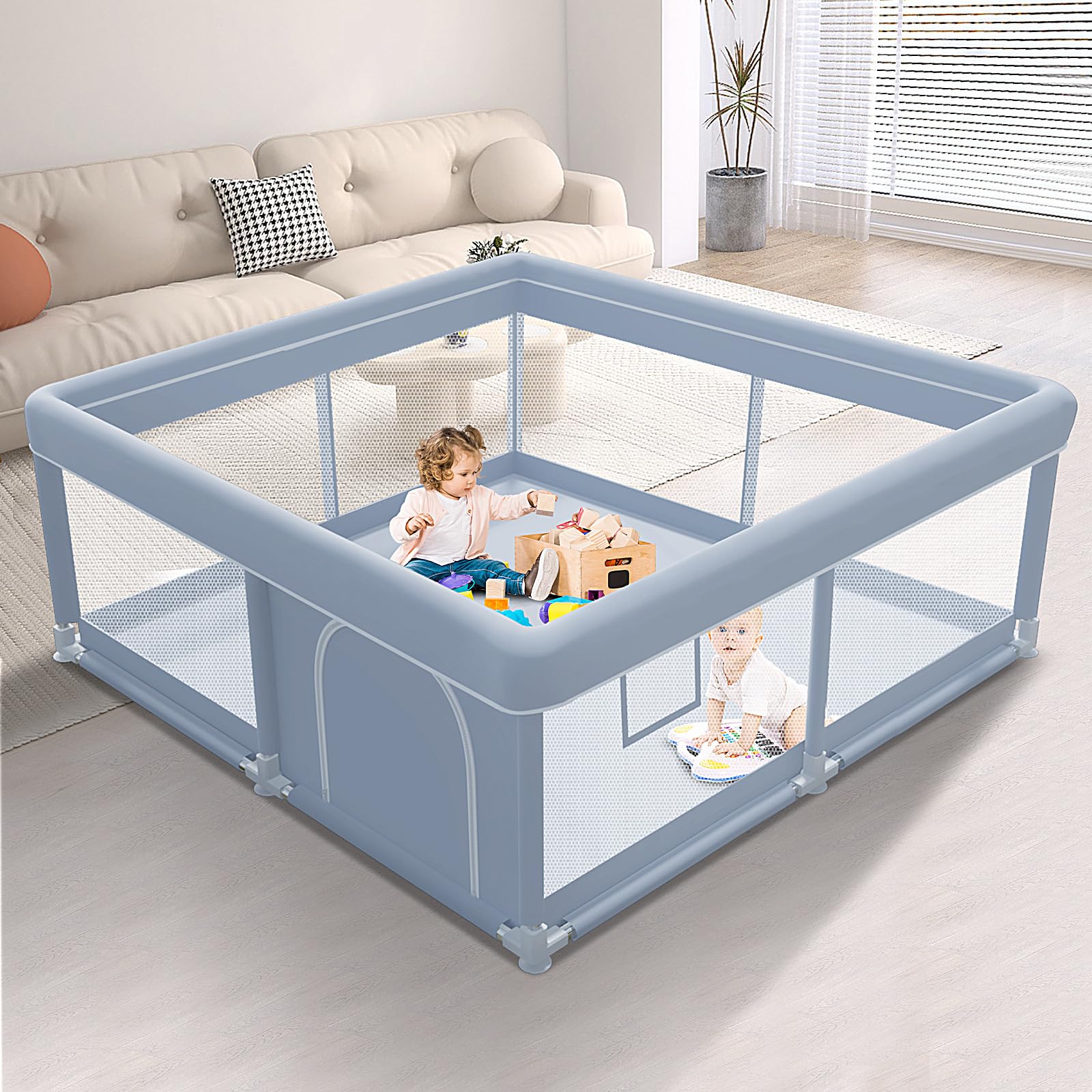 XVISHX 50x50 baby playpen indoor setup offers spacious play area for toddlers.