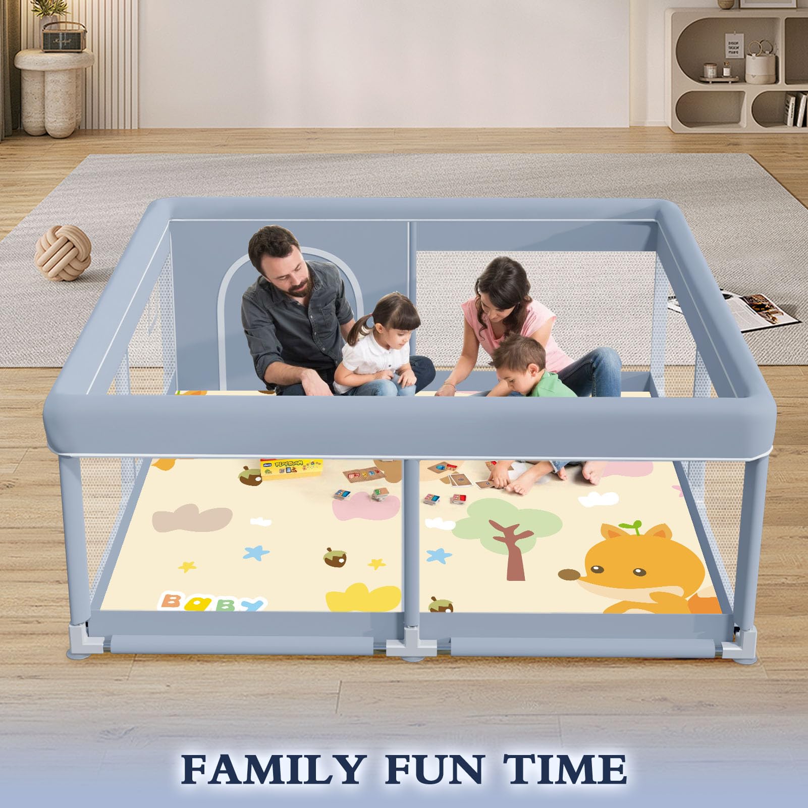 XVISHX 50x50 playpen mesh detail shows breathable fabric for airflow and visibility