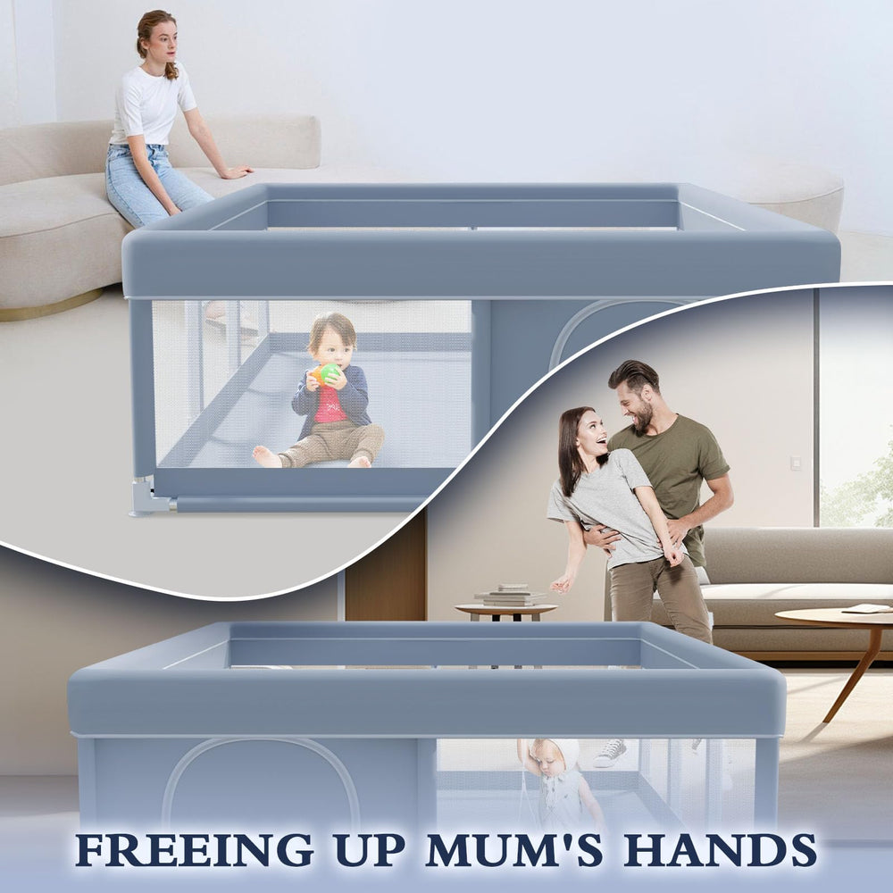 XVISHX playpen anti-slip base provides stable play area on various floors.