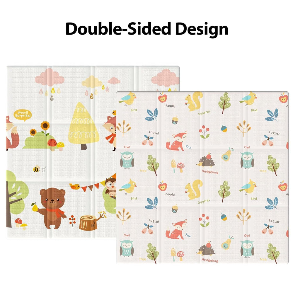 XVISHX baby play mat 0.4-inch cushion protects from hard floors.