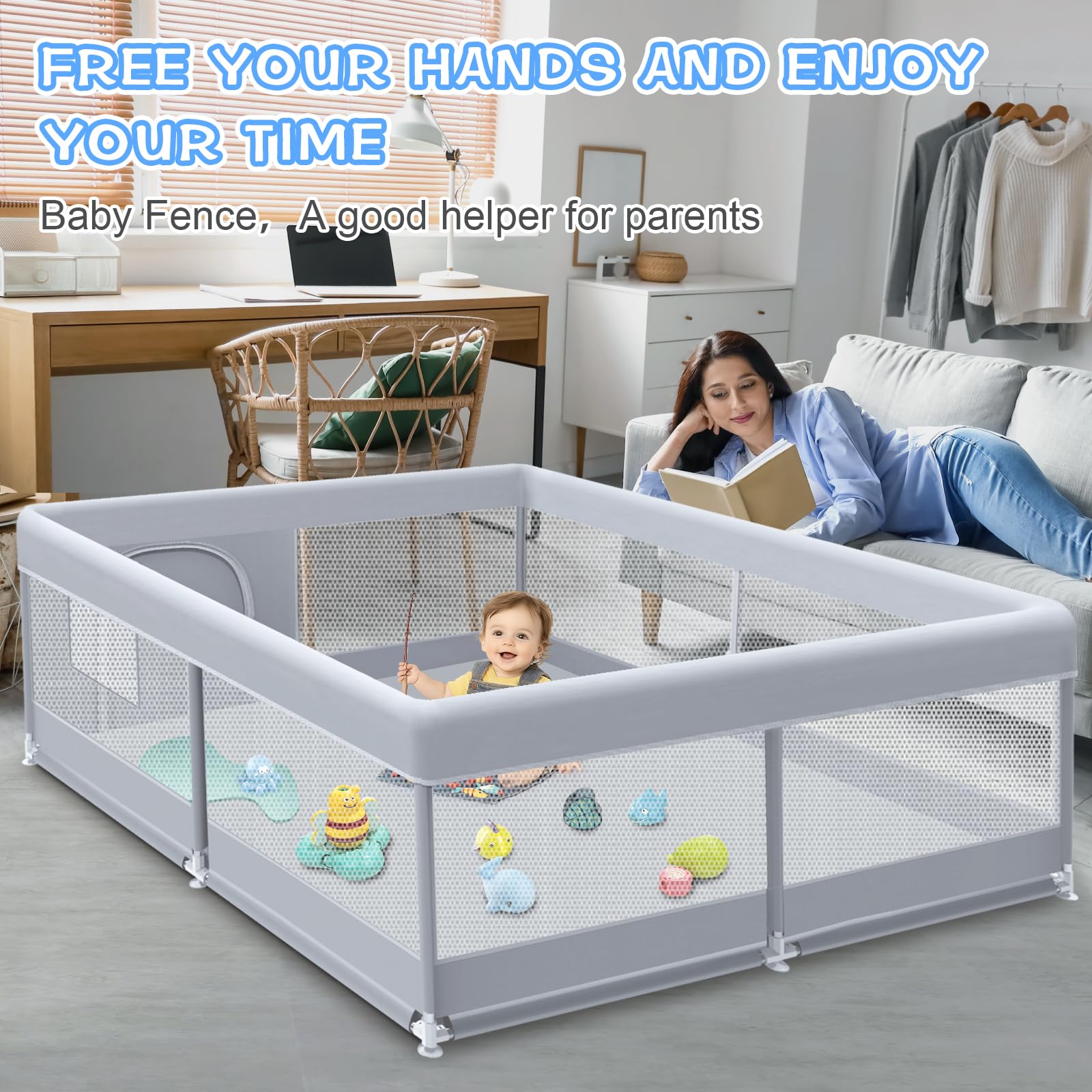 XVISHX playpen 360-degree vision highlights constant parental monitoring