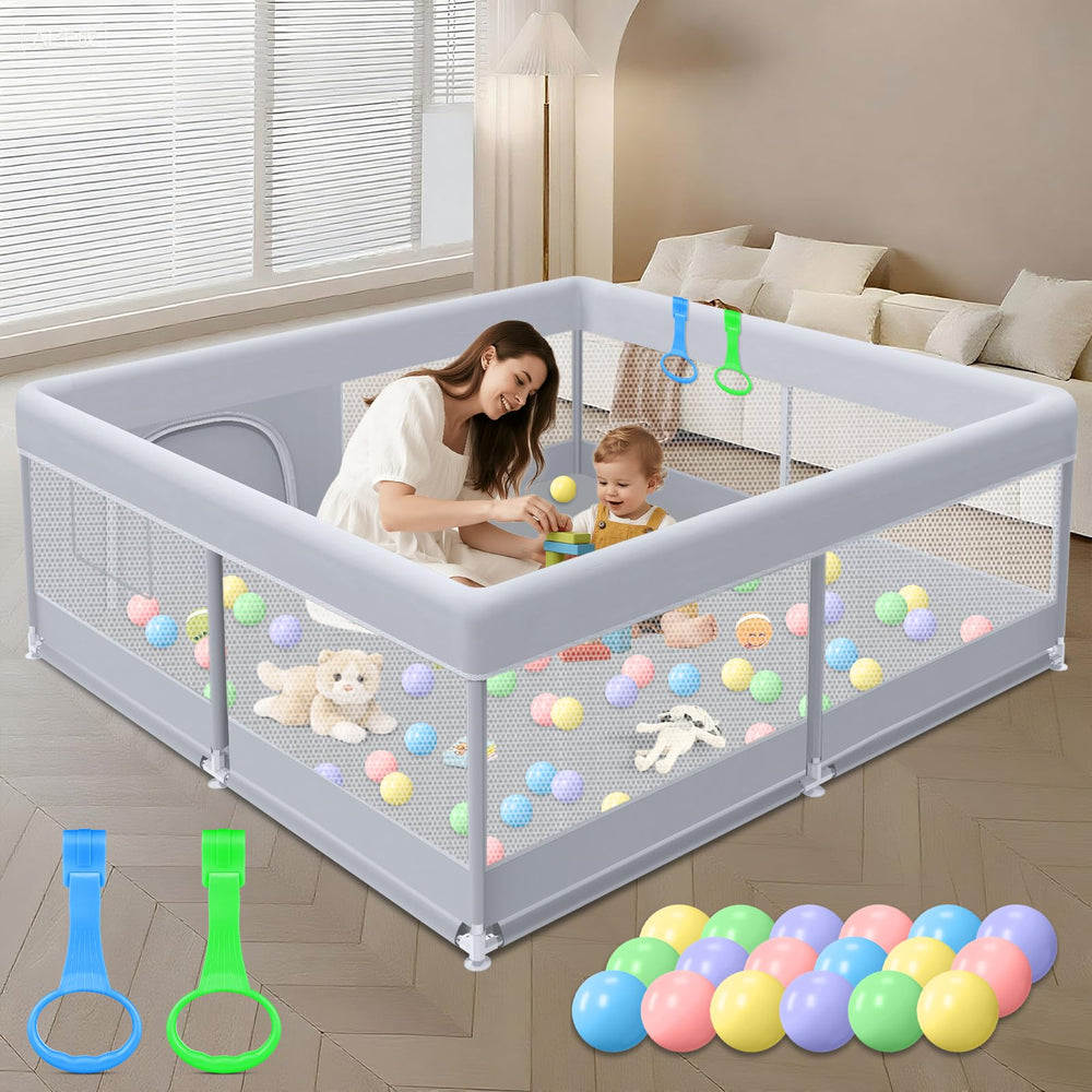 XVISHX baby playpen outer view showing spacious 50x50 area for safe play