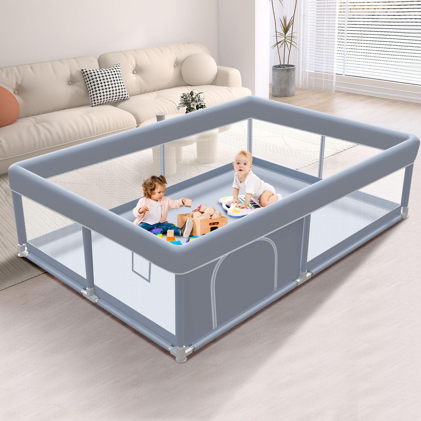 XVISHX baby playpen 65x50 space for multiple children during family playtime