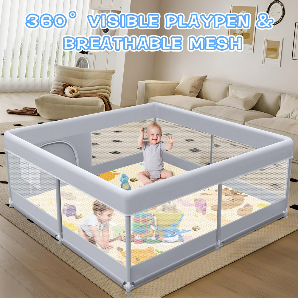 XVISHX baby playpen easy-assembly design lets you set up without tools.