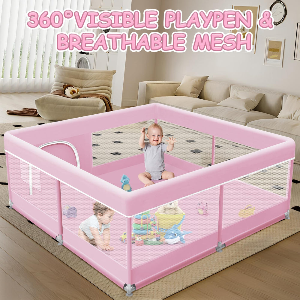 XVISHX Eight non-slip suction cups keep the playpen stable.
