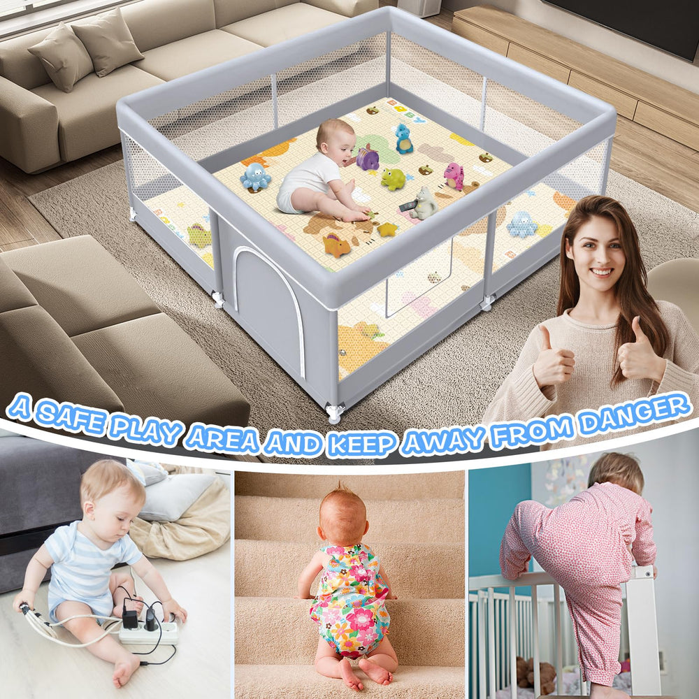 XVISHX baby playpen waterproof Oxford fabric resists spills and stains.