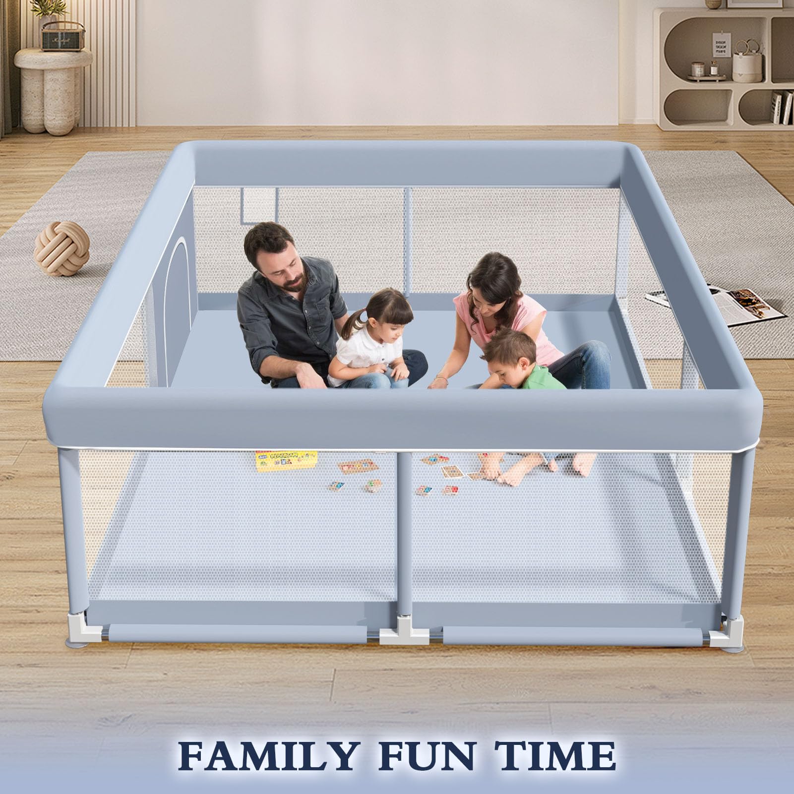XVISHX playpen 360° vision design helps parents monitor little ones easily