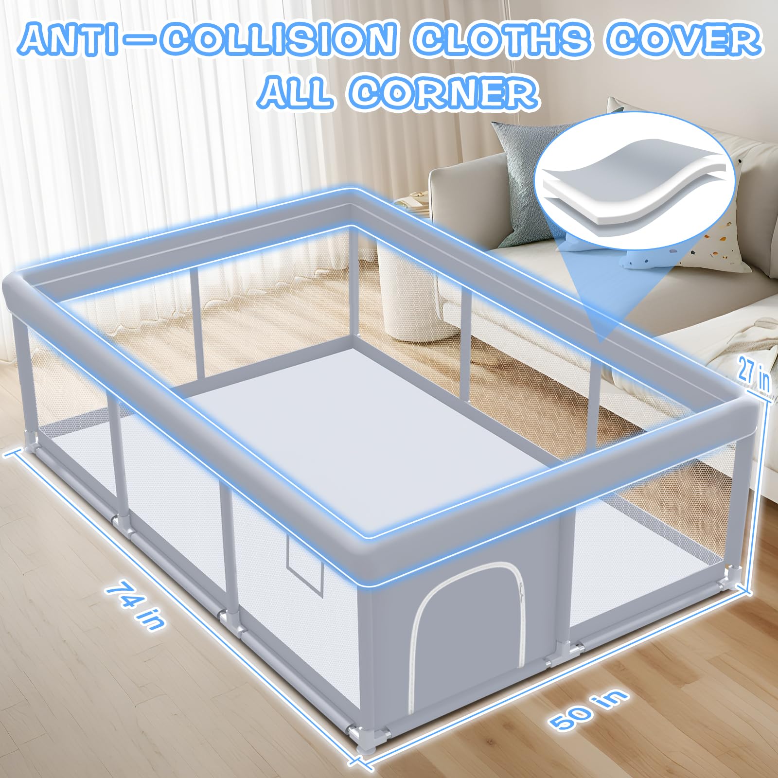 XVISHX Playpen 360 vision design for easy monitoring from any room