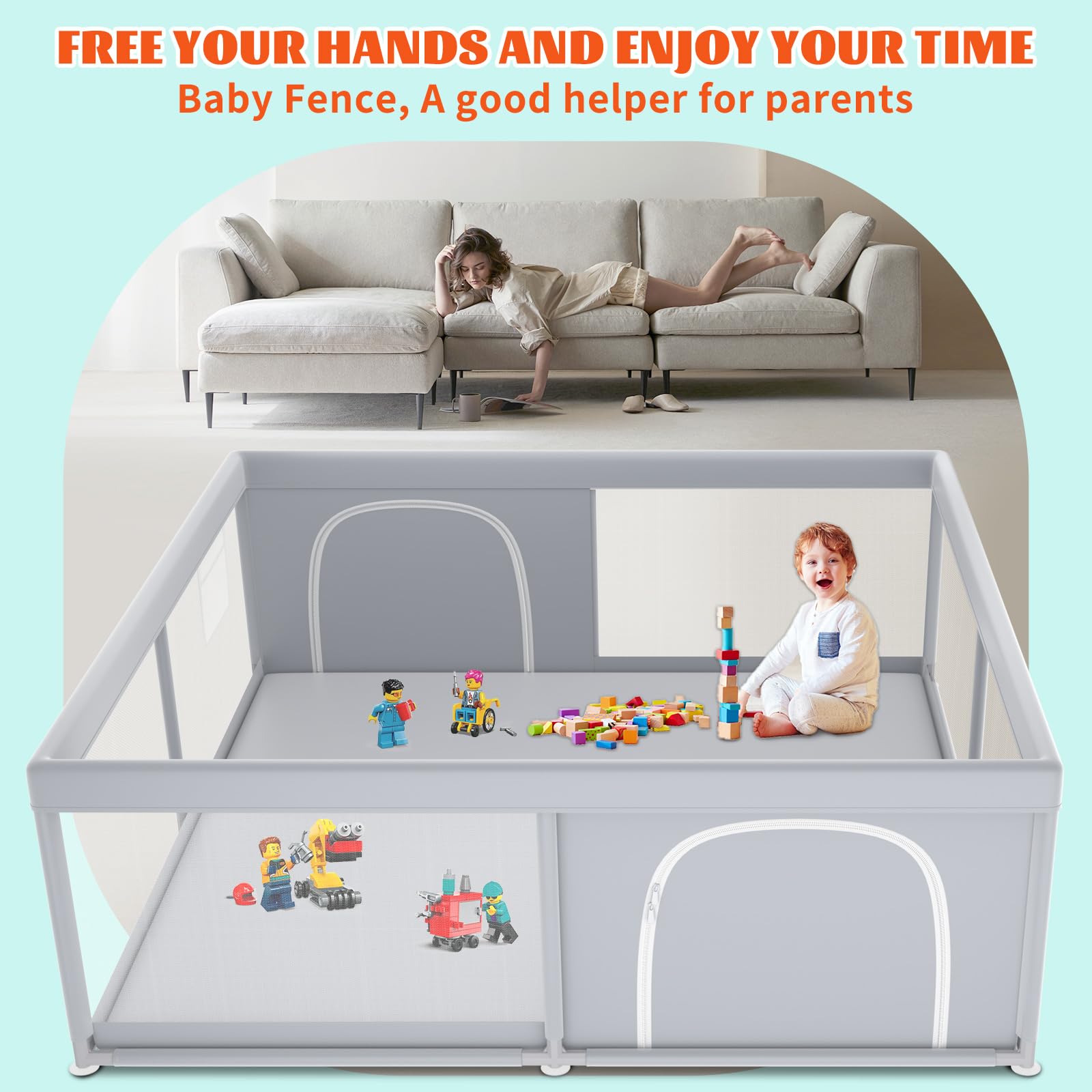 XVISHX playpen 360-vision design for easy supervision from anywhere.