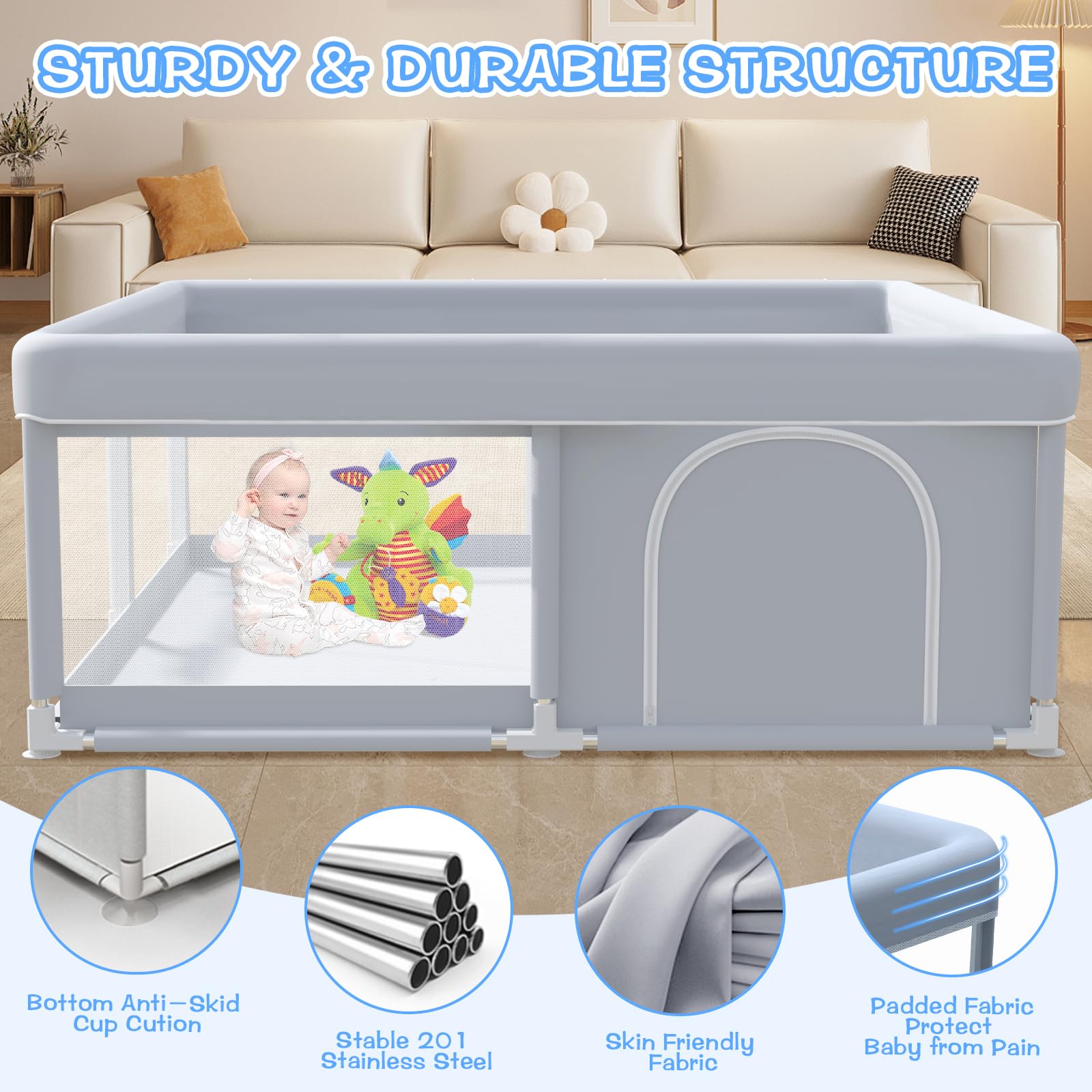 XVISHX compact storage playpen after disassembly for easy transport